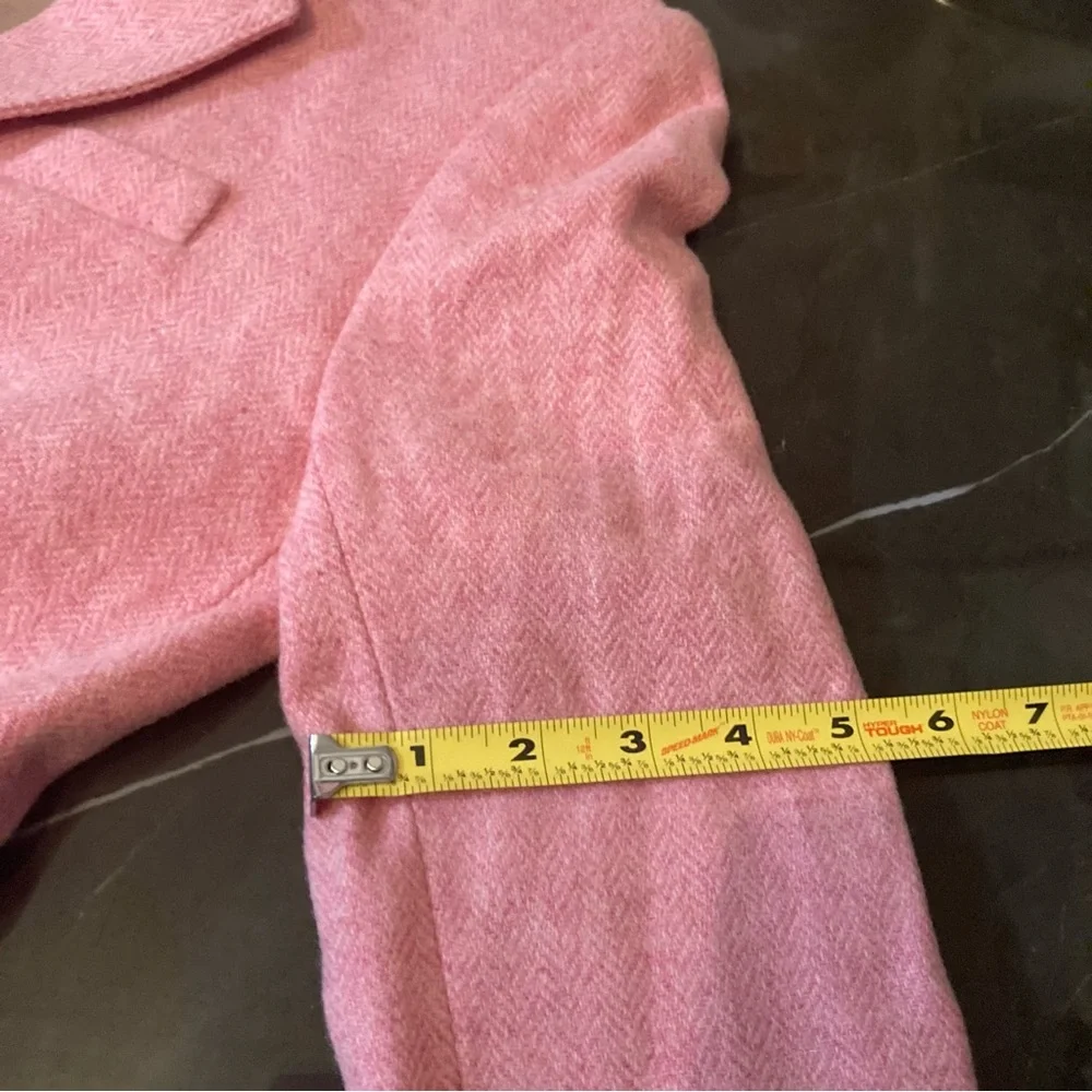 J. Crew Women’s Schoolboy Wool Pink Herringbone Blazer Size 2 With Gold Buttons - Picture 14 of 15